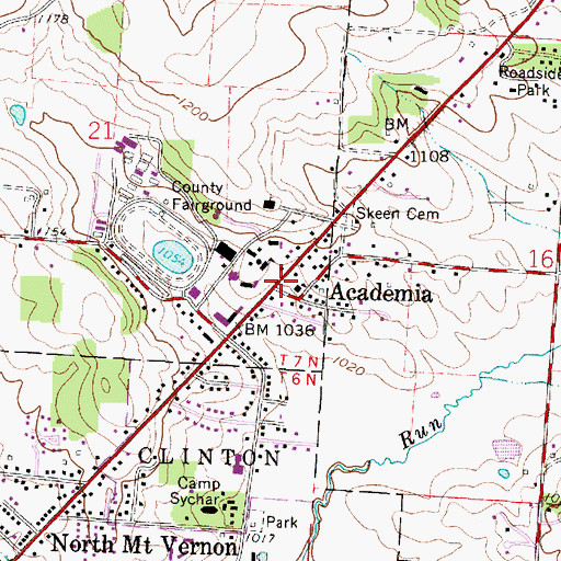 Topographic Map of Academia Post office (historical), OH