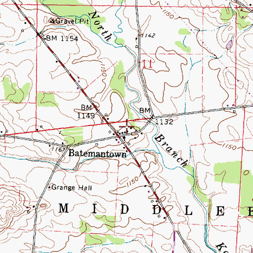 Topographic Map of Batemantown Post Office (historical), OH