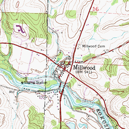 Topographic Map of Millwood Post Office (historical), OH