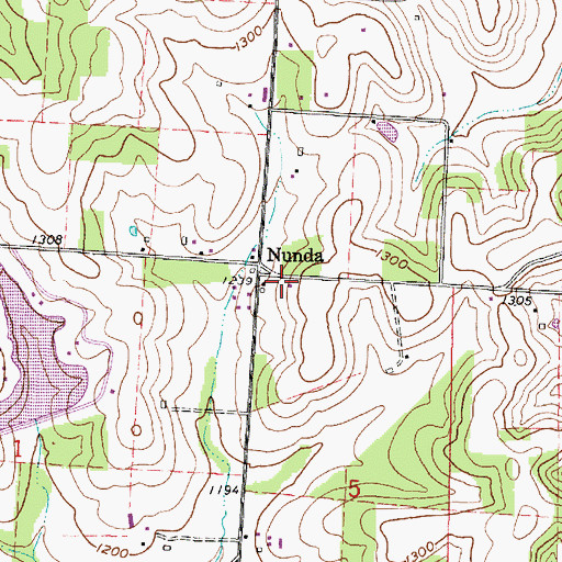 Topographic Map of Nunda Post Office (historical), OH
