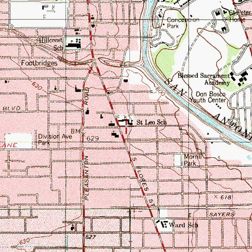 Topographic Map of Saint Leos Church, TX
