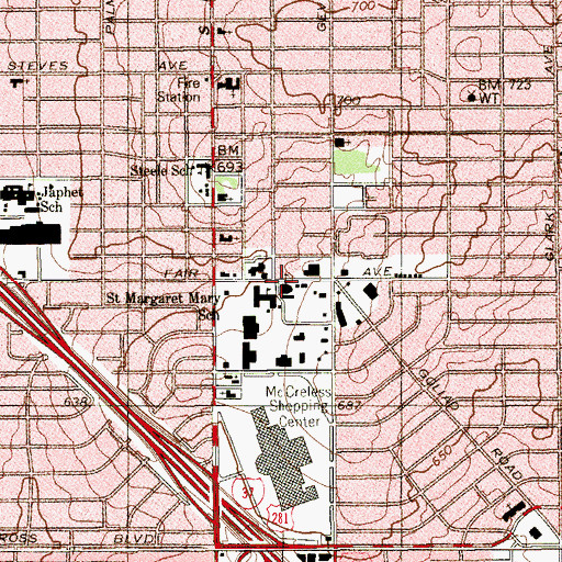 Topographic Map of Saint Margaret Marys Church, TX