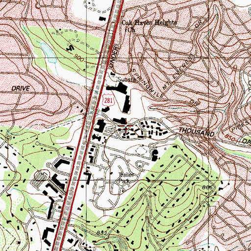 Topographic Map of Saint Marks Catholic Church, TX