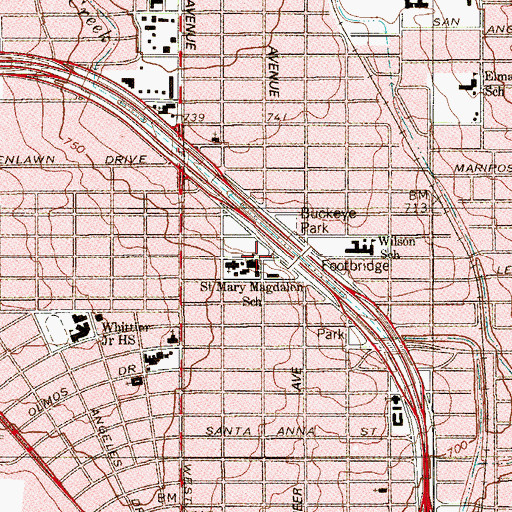 Topographic Map of Saint Mary Magdalens Church, TX