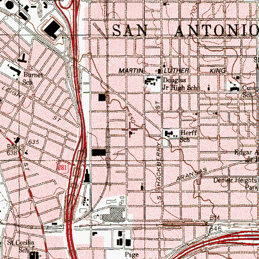 Topographic Map of Saint Michaels Catholic Church, TX