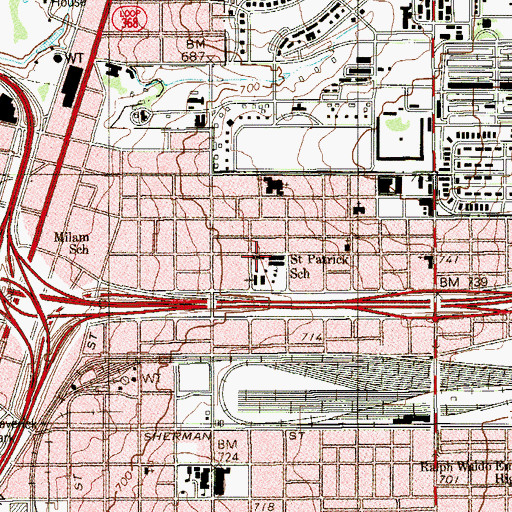 Topographic Map of Saint Patricks Catholic Church, TX