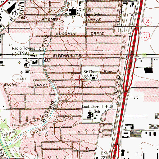 Topographic Map of Saint Thomas More Catholic Church, TX