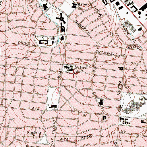 Topographic Map of Church of Saint Pauls Catholic, TX