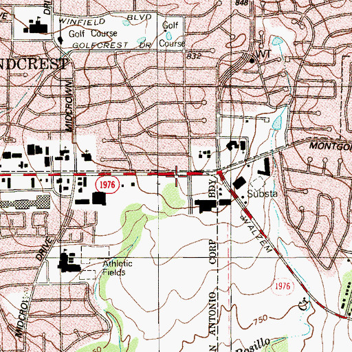 Topographic Map of Church of the Resurrection, TX