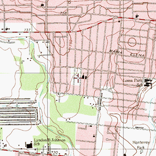 Topographic Map of Holy Family Church, TX