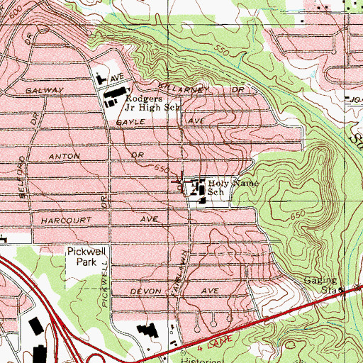 Topographic Map of Holy Name Catholic Church, TX