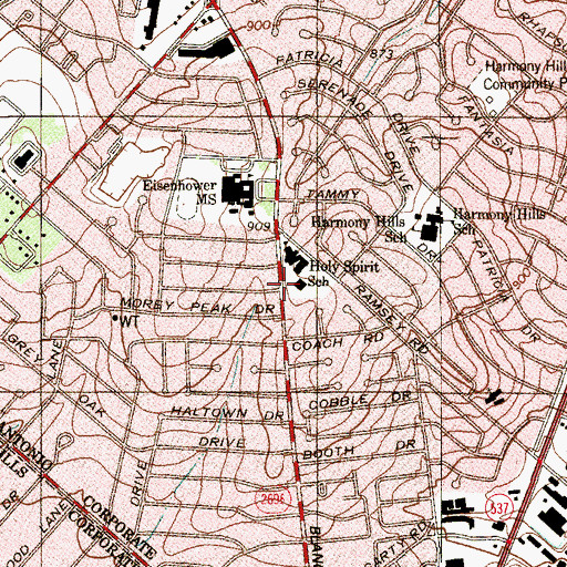 Topographic Map of Holy Spirit Catholic Church, TX