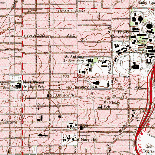 Topographic Map of Our Lady of Grace Church, TX