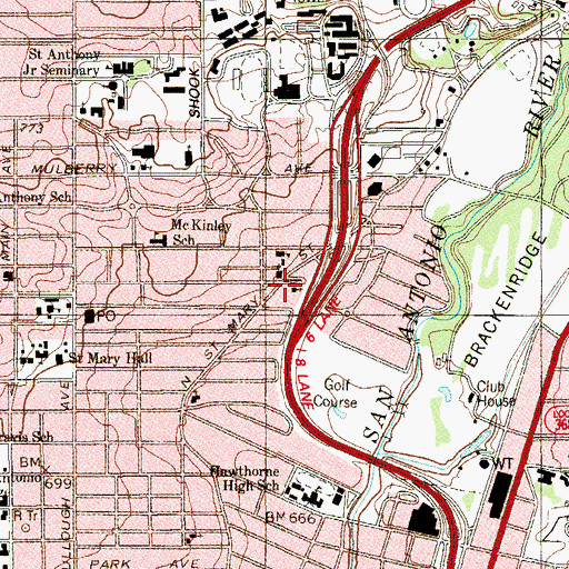 Topographic Map of Our Lady of Sorrows Church, TX