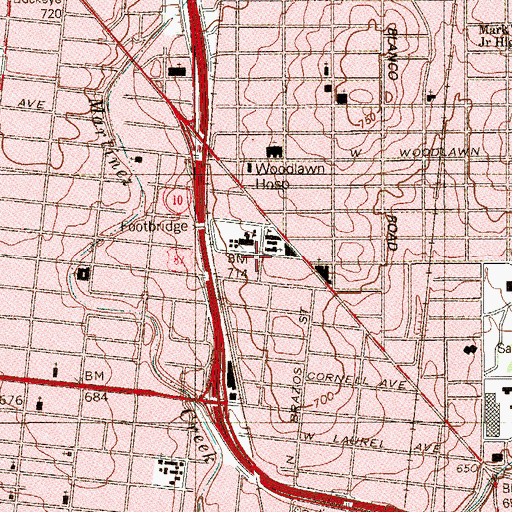 Topographic Map of Saint Anns Catholic Church, TX