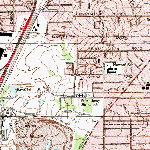 Topographic Map of Saint Anthony of Padua Church, TX