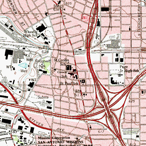Topographic Map of Saint Cecilias Catholic Church, TX
