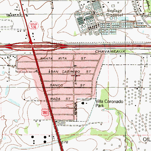 Topographic Map of Saint Frances Cabrini Church, TX