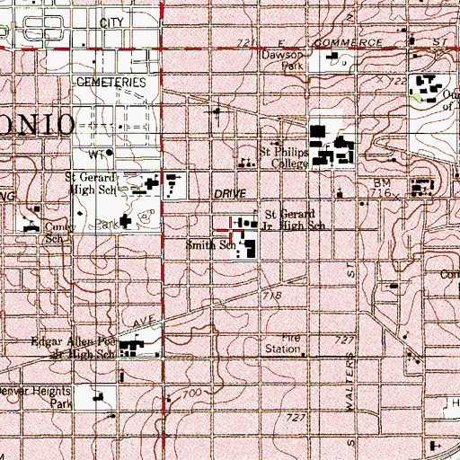 Topographic Map of Saint Gerards Church, TX