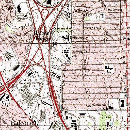 Topographic Map of Saint Gregory the Great Church, TX