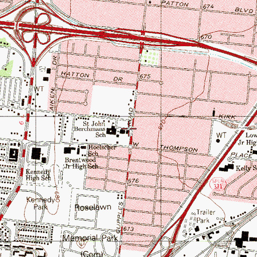 Topographic Map of Saint John Berchmans Church, TX