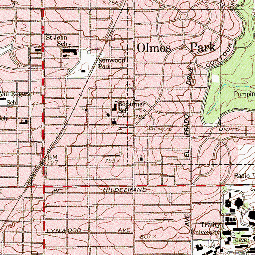 Topographic Map of Saint John the Baptist Church, TX