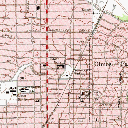 Topographic Map of Saint Johns Catholic Church, TX