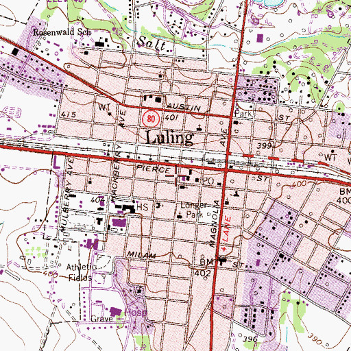 Topographic Map of First Presbyterian Church, TX