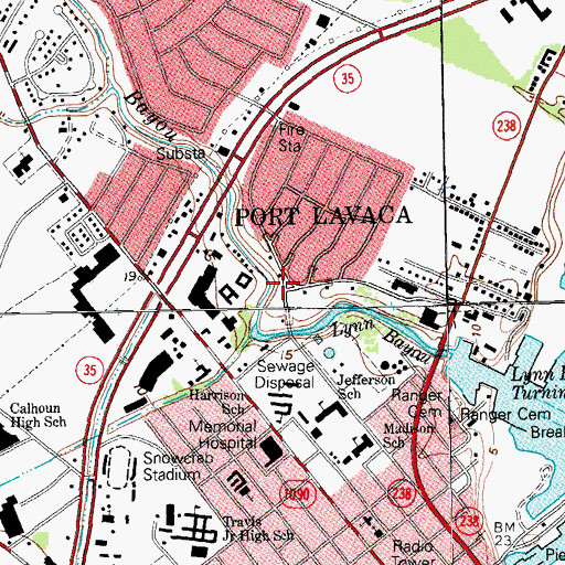 Topographic Map of First Baptist Church, TX