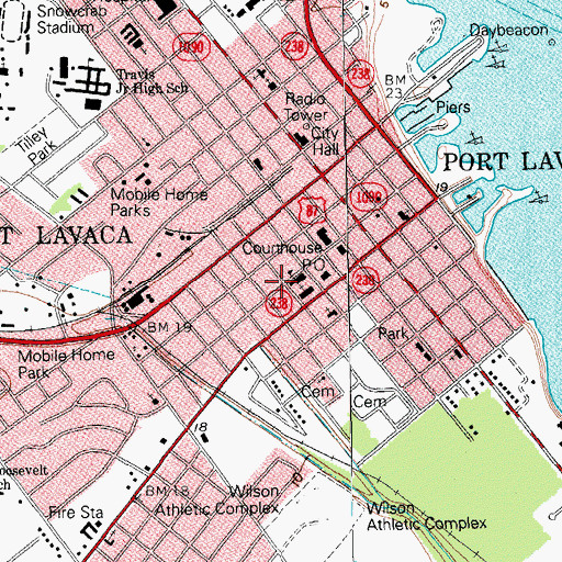 Topographic Map of Our Lady of the Gulf Catholic Church, TX