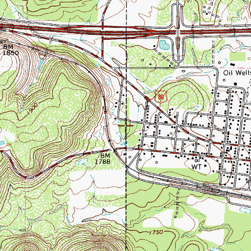 Topographic Map of Church of God, TX