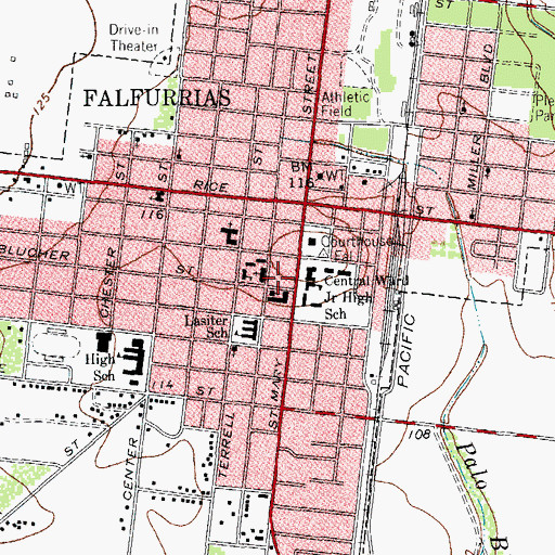 Topographic Map of First Baptist Church, TX