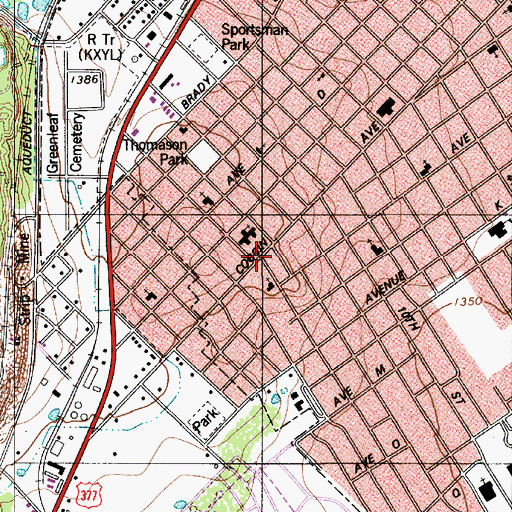Topographic Map of Southside Assembly of God Church, TX