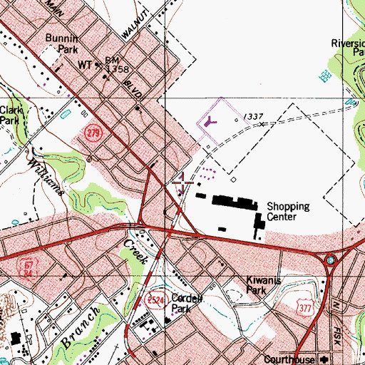Topographic Map of First Baptist Church, TX