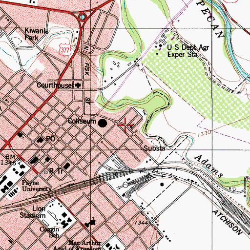 Topographic Map of Milton Avenue Baptist Church, TX
