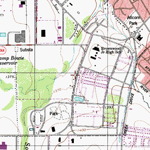 Topographic Map of Woodcreek Baptist Church, TX