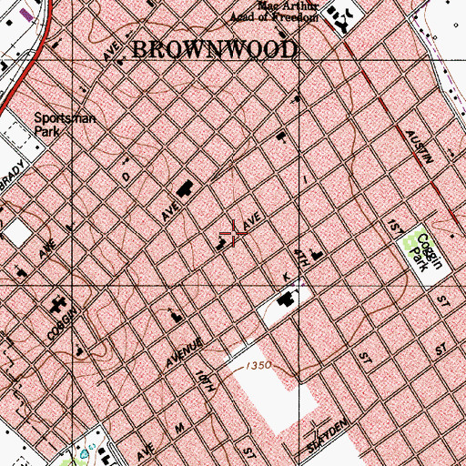 Topographic Map of First Church of the Nazarene, TX