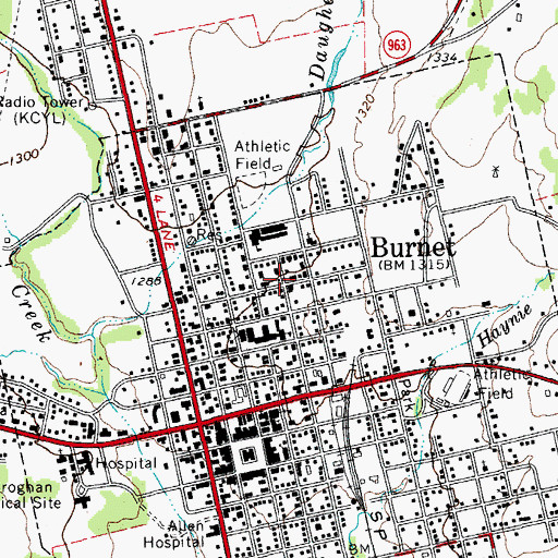 Topographic Map of Temple Baptist Church, TX