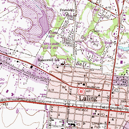 Topographic Map of Antioch Baptist Church, TX