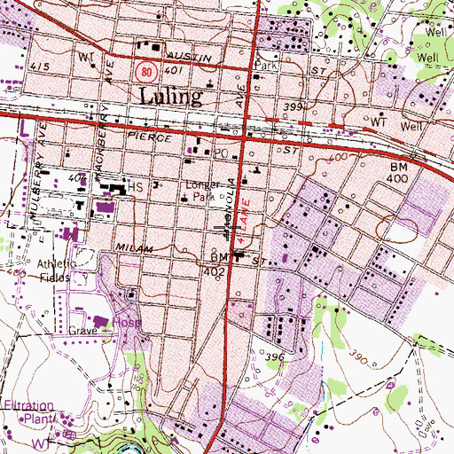 Topographic Map of Central Baptist Church, TX