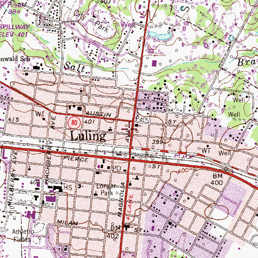 Topographic Map of First Baptist Church, TX