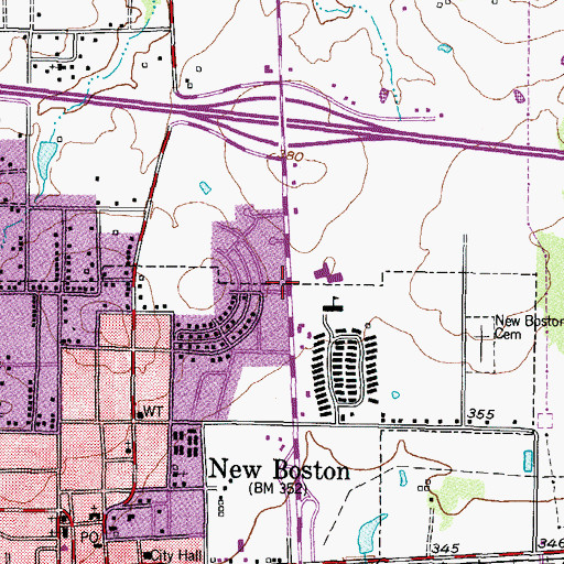 Topographic Map of New Boston Church of Christ, TX