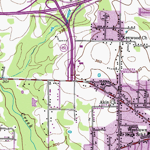Topographic Map of Westside Church of Christ, TX