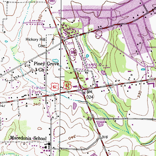 Topographic Map of Church of God of Prophecy, TX