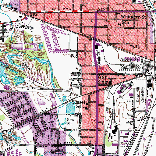 Topographic Map of Sunset Church of God in Christ, TX