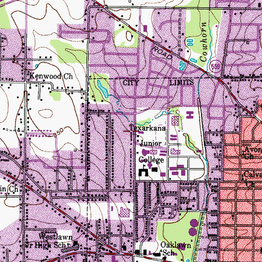 Topographic Map of Saint Marys Episcopal Church, TX