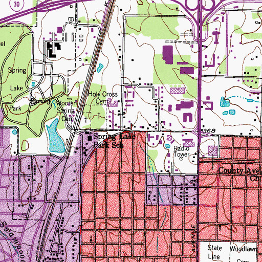 Topographic Map of First Lutheran Church, TX