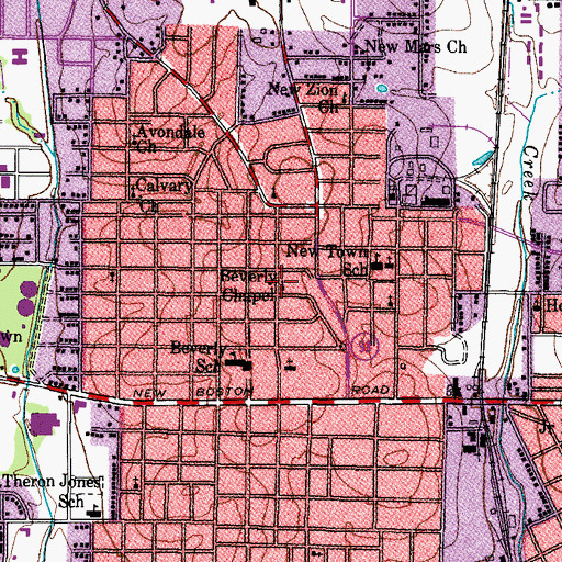 Topographic Map of Beverly Chapel Church, TX