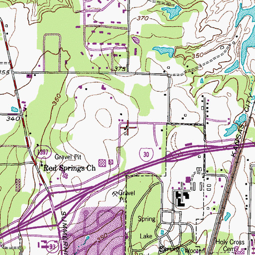 Topographic Map of Fellowship Bible Church, TX