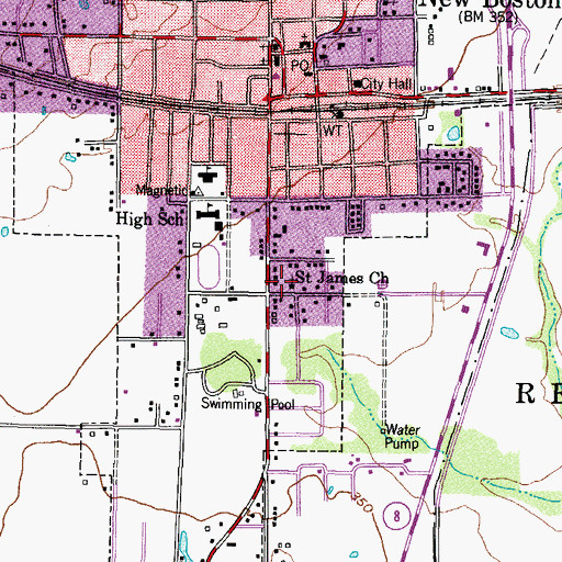 Topographic Map of Saint James Church, TX